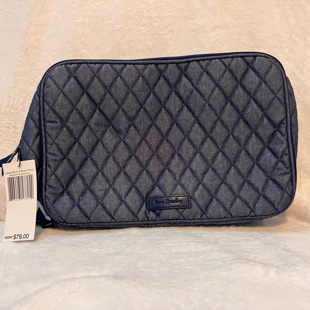 Vera Bradley Large Blush and Brush Case MOONLIGHT BLUE BNWT